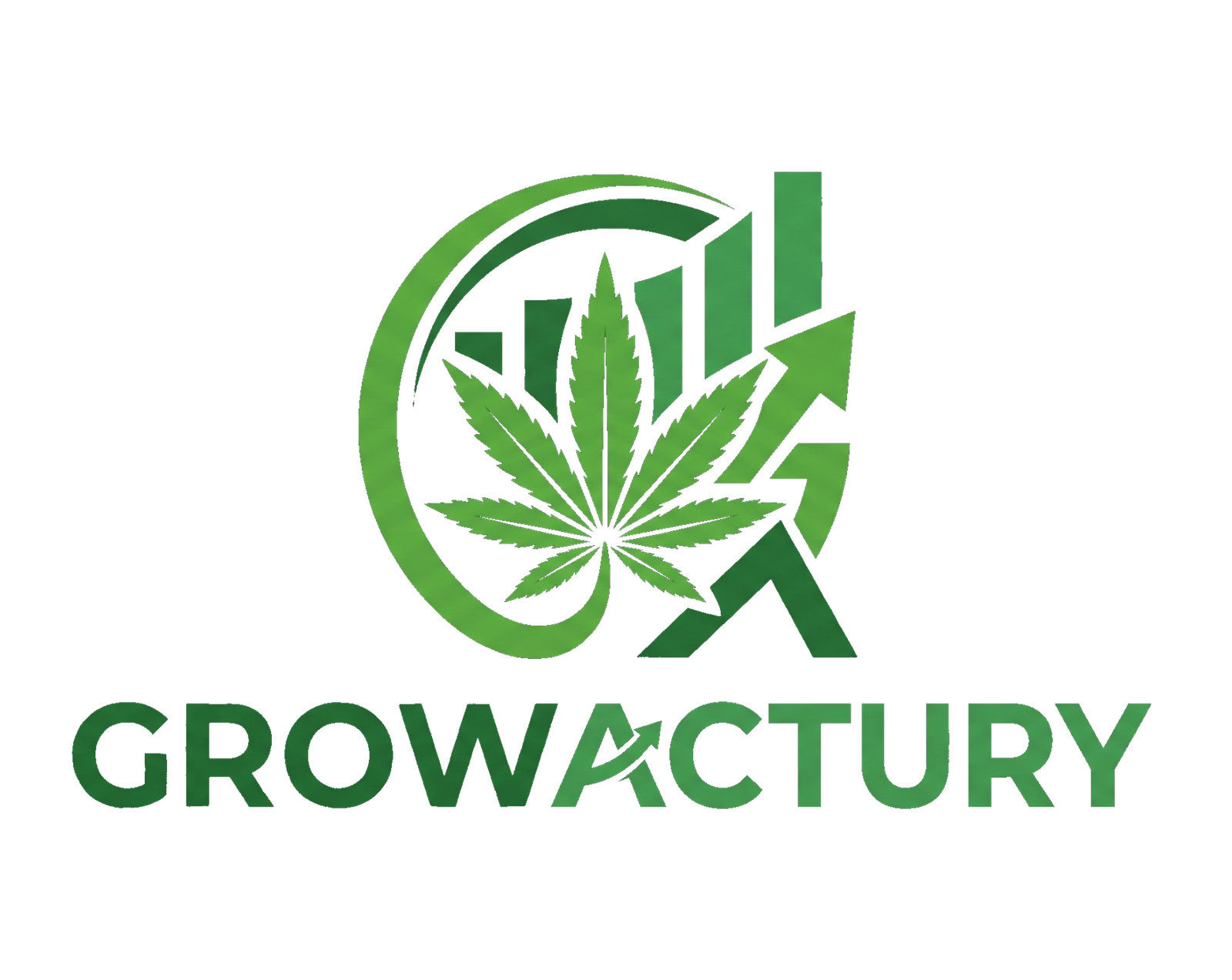GrowActuary logo icon featuring a cannabis leaf and upward trending growth chart symbol